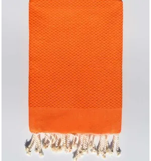 fouta nid d'abeille unie orange vif  - 1
