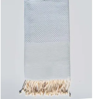 FOUTA nid d'abeille unie bleu pastel clair Fouta Tunisia - 1