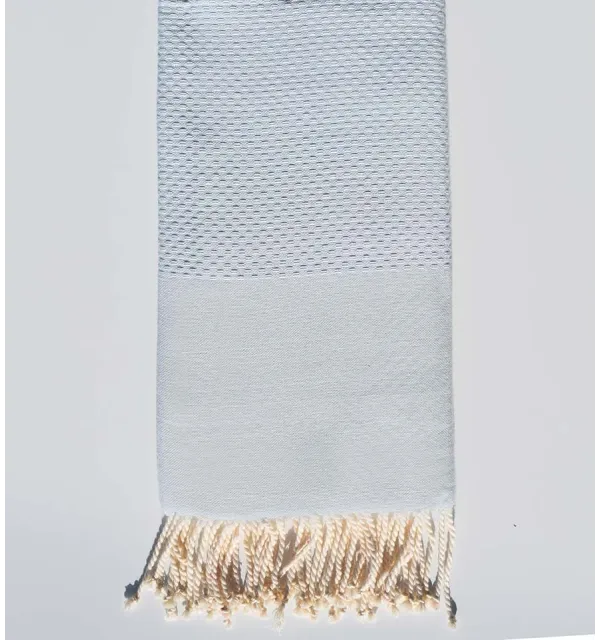 FOUTA nid d'abeille unie bleu pastel clair Fouta Tunisia - 1
