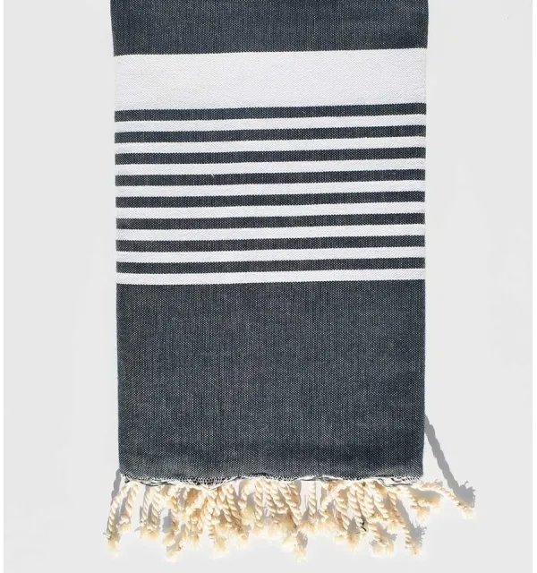Serviette de plage arthur bleu minérale Fouta Tunisia - 1