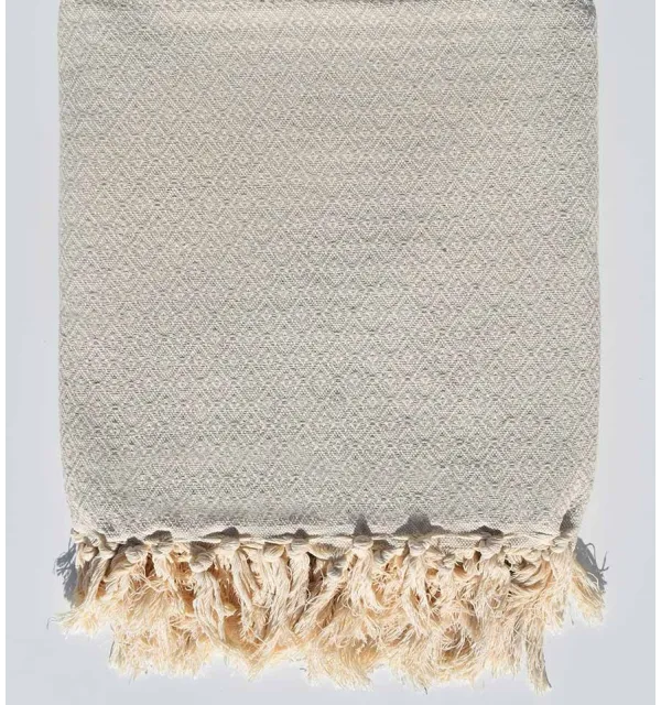 Plaid beige très clair 1.6m*1.6m Fouta Tunisia - 2