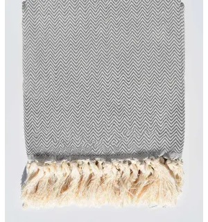 Plaid gris moyen Fouta Tunisia - 1