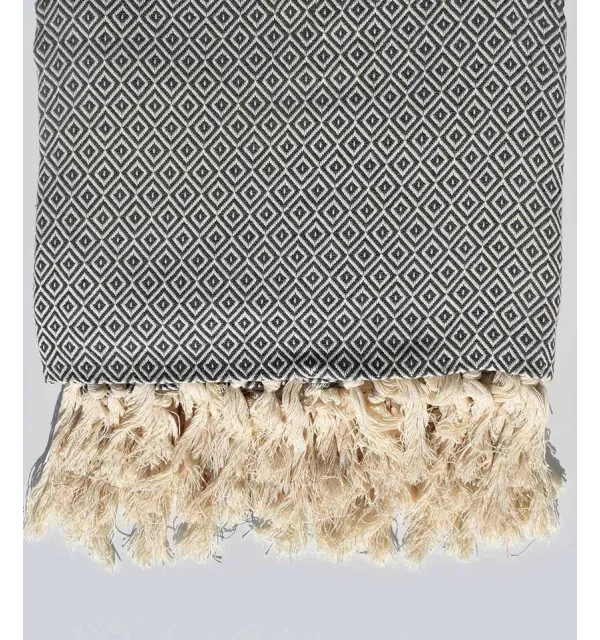 Plaid gris foncé 1.6m*2.5m Fouta Tunisia - 1