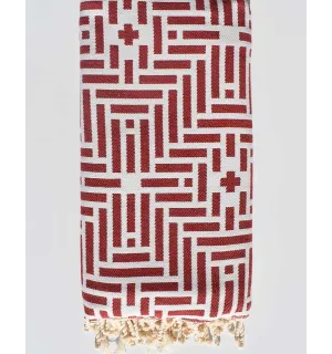 Jeté Rouge cardinal 1.94m*2.8m Fouta Tunisia - 1 2