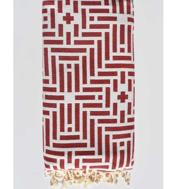 Jeté Rouge cardinal 1.94m*2.8m Fouta Tunisia - 2