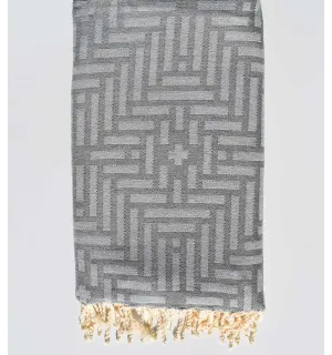 Jeté gris souris 2.9m*2m Fouta Tunisia - 1 2