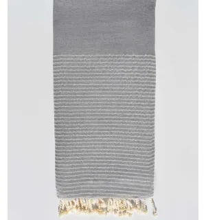 Jeté gris au fil lurex argent Fouta Tunisia - 1