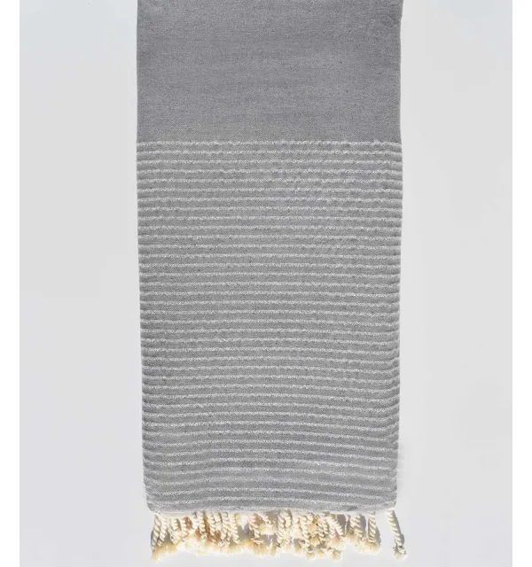 Jeté gris au fil lurex argent Fouta Tunisia - 1