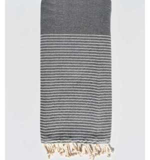 Jeté gris ardoise au fil lurex argent Fouta Tunisia - 2 2