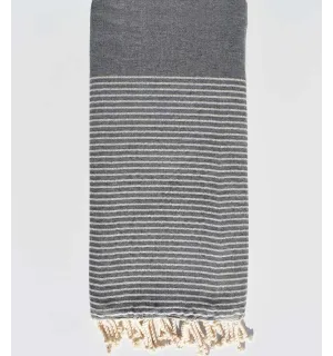 Jeté gris ardoise au fil lurex argent Fouta Tunisia - 2 2