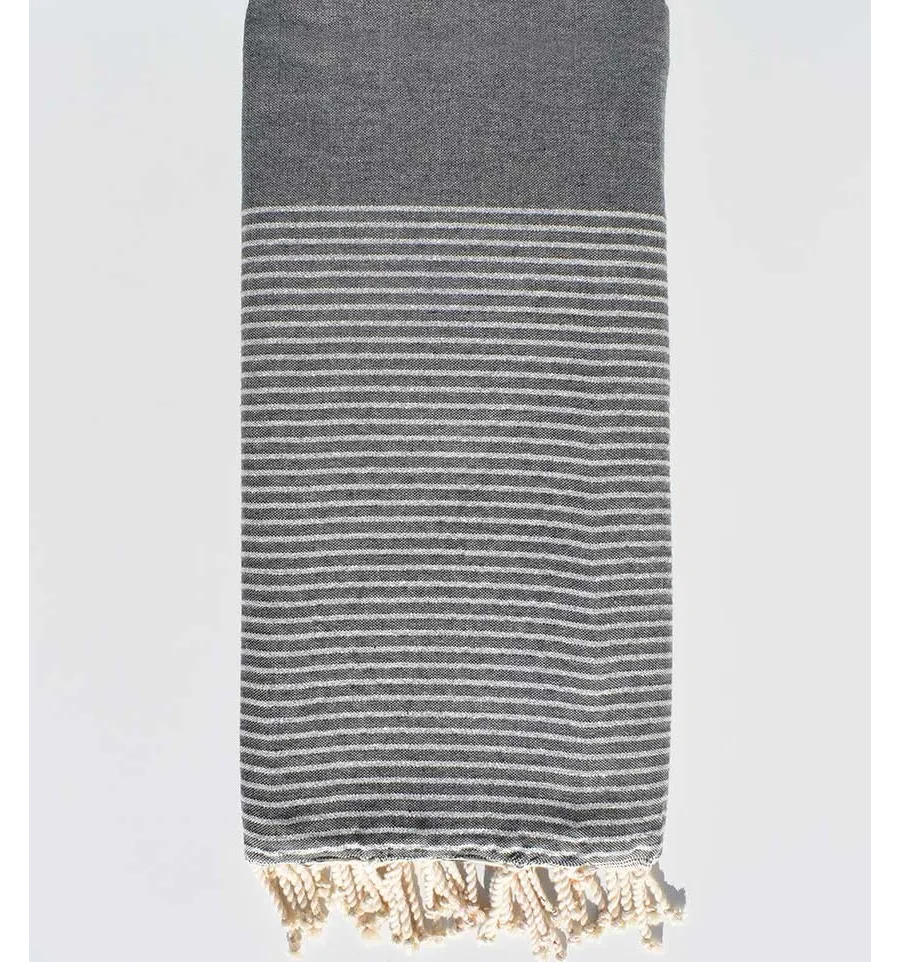 Jeté gris ardoise au fil lurex argent Fouta Tunisia - 1