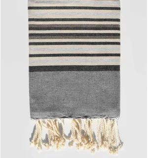 Serviette de plage enfant gris , noir ,taupe, beige et gris clair Fouta Tunisia - 1