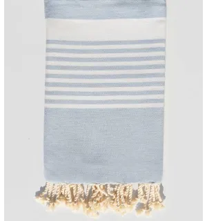 Fouta arthur bleu fumée rayée blanc  - 1