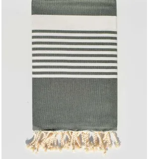 Serviette de plage arthur vert militaire Fouta Tunisia - 1