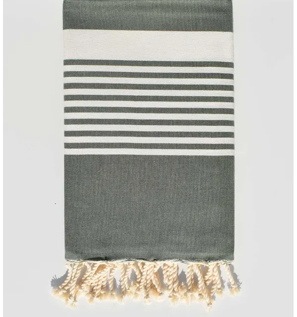 Serviette de plage arthur vert militaire Fouta Tunisia - 1