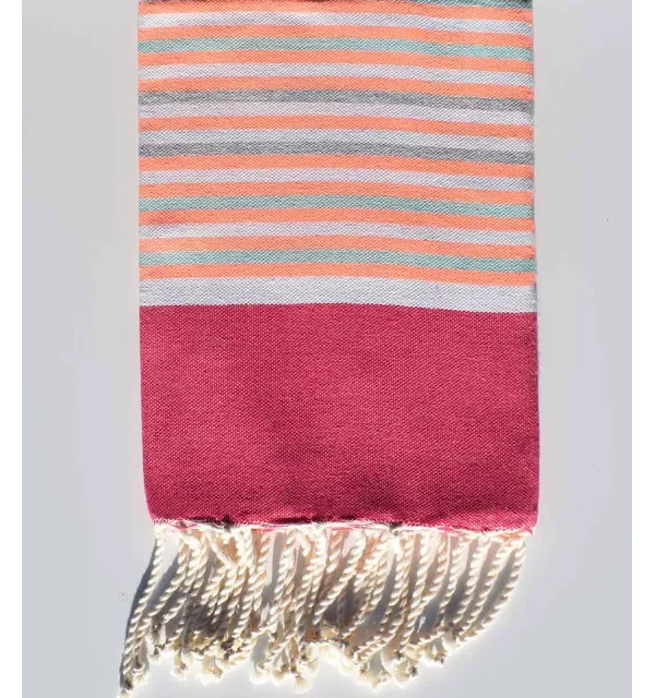 Serviette de plage enfant rose ,blanc, gris,vert d'eau,orange fluo Fouta Tunisia - 1