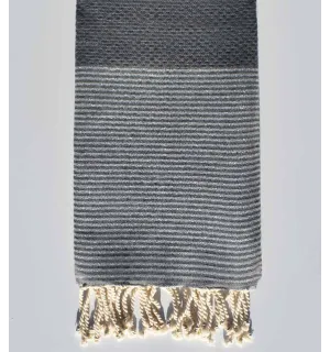 Fouta Lurex nid d'abeille gris moyen Fouta Tunisia - 1