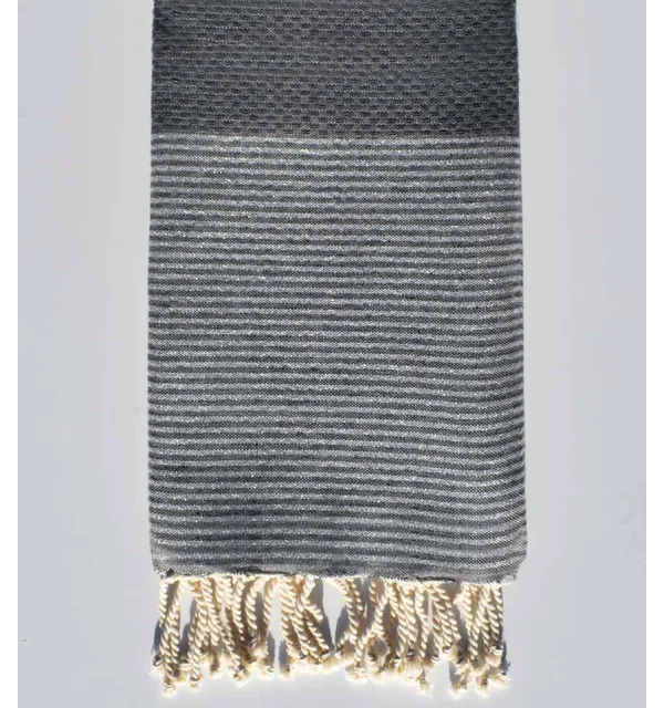 Fouta Lurex nid d'abeille gris moyen Fouta Tunisia - 1