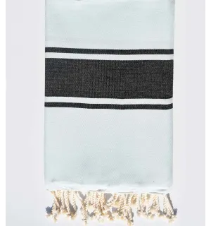 Fouta Plate bleu givré rayée anthracite Fouta Tunisia - 1