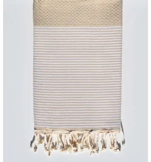 Serviette de plage en nid d'abeille beige sable  - 1