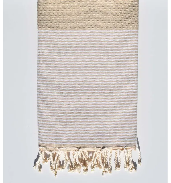Serviette de plage en nid d'abeille beige sable - 1