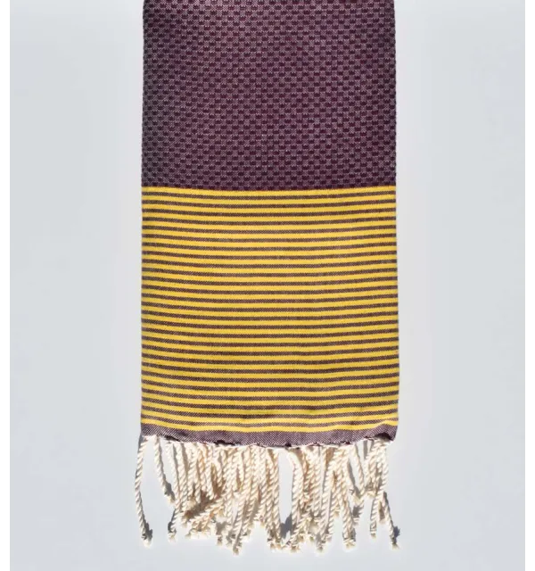 Serviette de plage nid d'abeille byzantium rayée jaune - 1