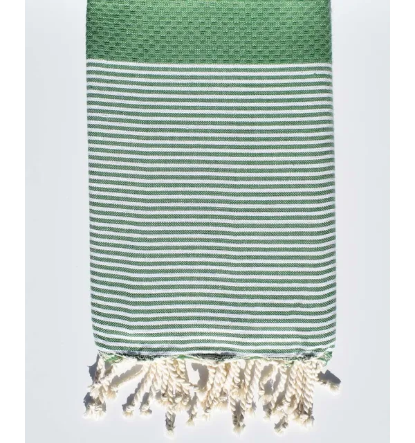 Fouta nid d'abeille vert moyen - 1