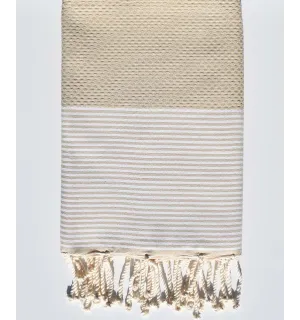 Fouta nid d'abeille écru  - 1