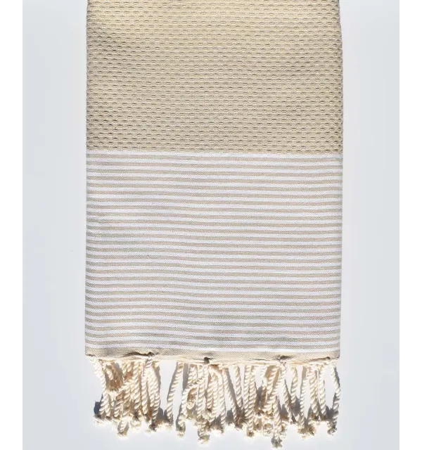 Fouta nid d'abeille écru - 1
