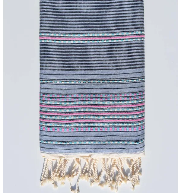 Fouta arabesque bleu charrette Fouta Tunisia - 1