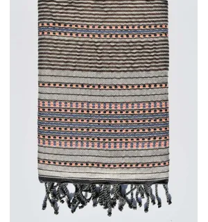Fouta arabesque rayures marron Fouta Tunisia - 1