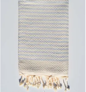 FOUTA nid d'abeille pervenche rayée 1 cm Fouta Tunisia - 1