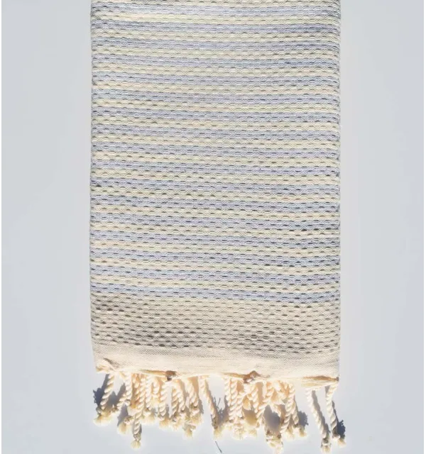 FOUTA nid d'abeille pervenche rayée 1 cm Fouta Tunisia - 1