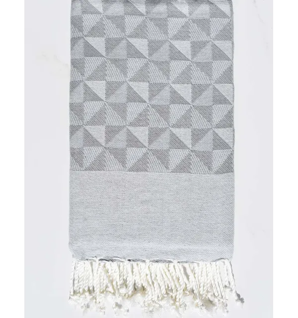Fouta jacquard géométrique gris et gris clair Fouta Tunisia - 1