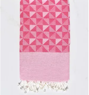 Fouta jacquard géométrique rose et rose clair Fouta Tunisia - 1