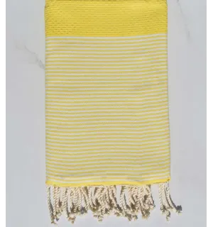 Fouta nid d'abeille jaune pale flashy Fouta Tunisia - 1