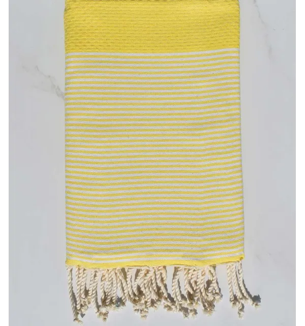 Fouta nid d'abeille jaune pale flashy Fouta Tunisia - 1