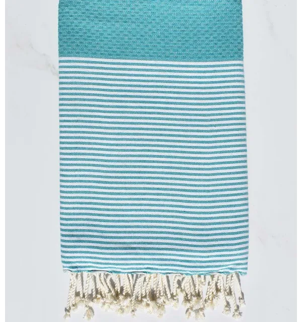 Serviette de Plage nid d'abeille Bleu tiffany - 1