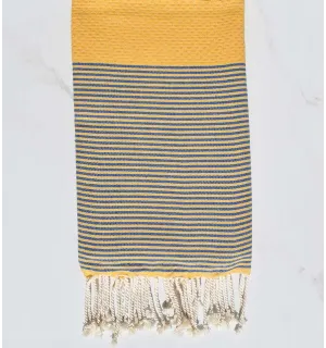 Fouta nid d'abeille ocre jaune  - 1