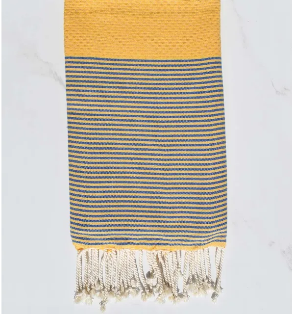 Fouta nid d'abeille ocre jaune - 1