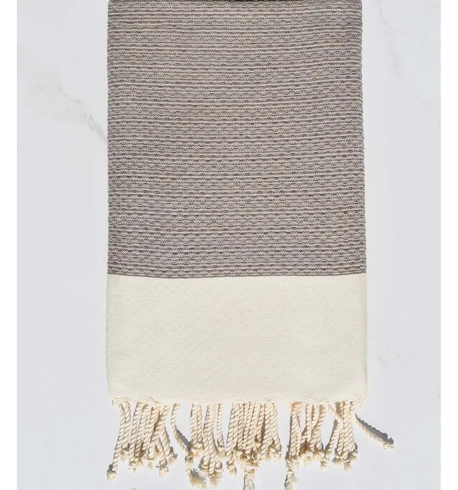 Fouta PIQUE-PIQUE taupe Fouta Tunisia - 3