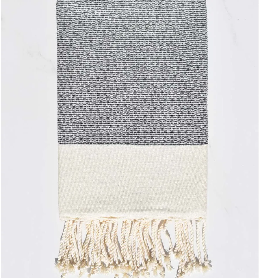 Fouta PIQUE-PIQUE gris Fouta Tunisia - 3