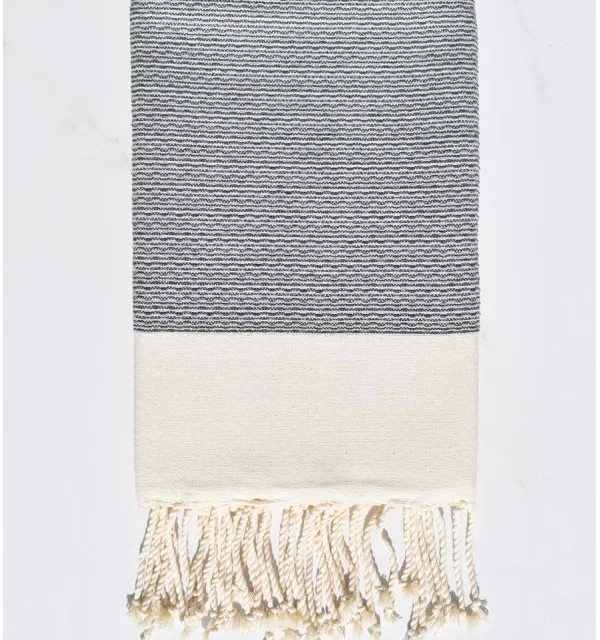 Fouta PIQUE-PIQUE gris Fouta Tunisia - 3