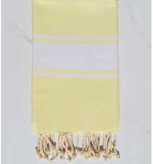 Fouta Plate jaune fluo clair Fouta Tunisia - 1 2