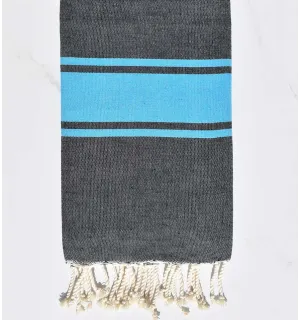 Fouta Plate denim rayée bleu azur Fouta Tunisia - 1