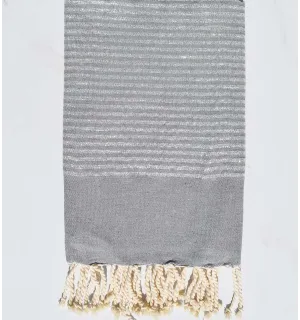 Fouta plate gris acier au fil lurex argent Fouta Tunisia - 1