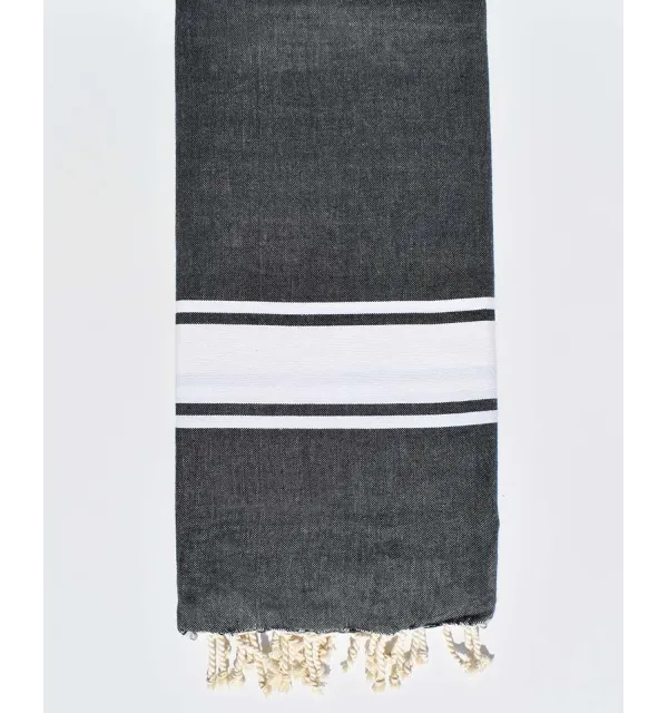Jeté bleu denim 2m/2m Fouta Tunisia - 1