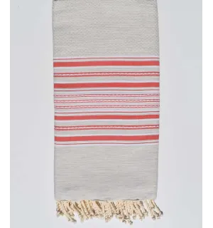 Jeté Arabesque gris clair mélangé rayée Incarnat Fouta Tunisia - 1