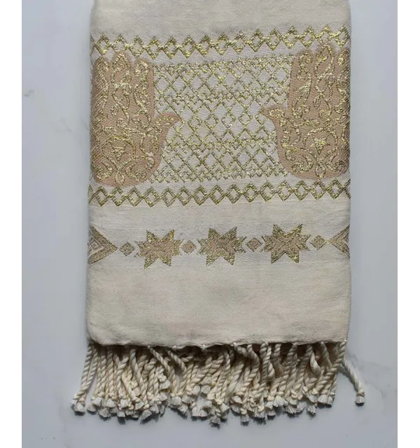 Fouta khomsa ocre rouge Fouta Tunisia - 1
