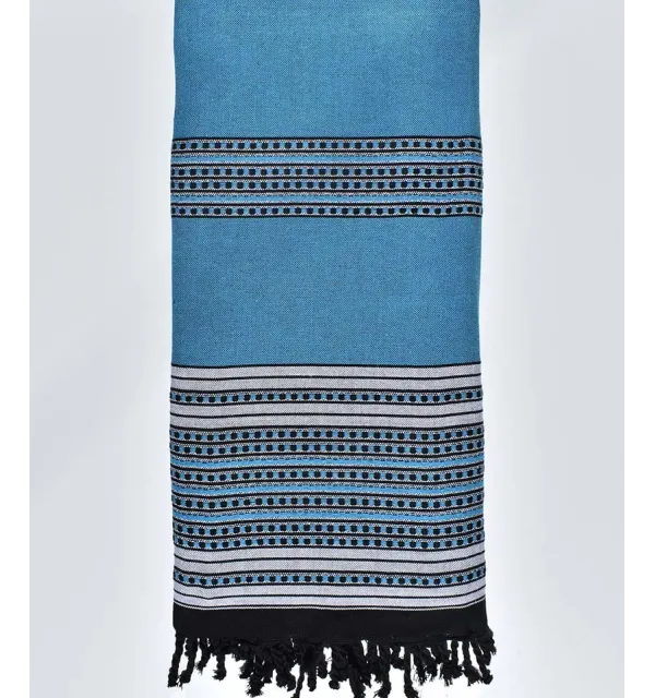Jeté Arabesque bleu de France Fouta Tunisia - 1